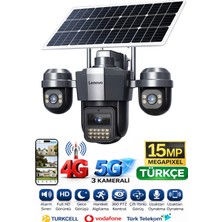 Lenovo G4W19 3 Lensli 4G SIM Kartlı 360° PTZ Solar Güvenlik Kamerası Güneş Panelli Gece Görüşlü Dış Mekan
