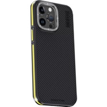 Iphone 15 Kılıf Aramid 600D Kevlar Karbon Fiber Magsafe Kapak - Sarı