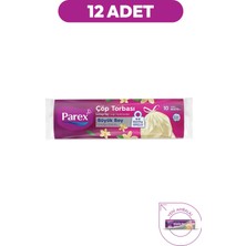 Parex Büzgülü 10'lu Çöp Torbası Vanilya Kokulu Büyük Boy 65 x 70 cm Onikili Paket