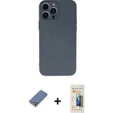 Marsilyan™- iPhone 13 Pro Max Kılıf Ahenk Serisi - Siyah 6d Mat Seramik Hayalet Nano Ekran Koruyucu + Açık Yeşil Metal Kamera Lens Koruma Cam