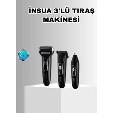 Insua Erkek Bakım Seti – 3 Başlıklı Şarjlı Tıraş Makinesi, 60 Dakika Kablosuz Kullanım
