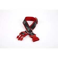 Colezium Köpek Desenli Dokuma Köpek Boyun Tasması 3 cm x 36-60 cm Kırmızı