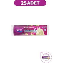 Parex Büzgülü 10'lu Çöp Torbası Vanilya Kokulu Büyük Boy 65 x 70 cm 25 Paket