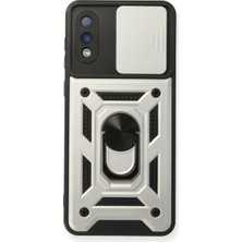 Galaxy A02 Kılıf Pars Lens Yüzüklü Silikon - Gümüş