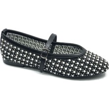 Kocamanlar Ayakkabı Feles Kemer Toka Inci Taş Detaylı Kadın Babet Ayakkabı