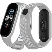 TKÇ Mey Ithalat®   Mi Band 4 Spor Delikli Kordon - Gri-Beyaz