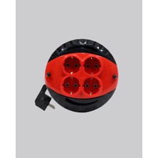 Alemdar Pazarlama 5 Metre Uzatma Kablolu 4 Prizli Makara Kırmızı