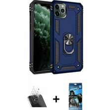 Marsilyan™- iPhone 11 Pro Kılıf Ahenk Klasik Koleksiyonu - Siyah 34D Izgaralı Cam + Şeffaf Kamera Lens Koruma Cam