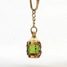 Pileli Store Pilelistore- Pirinç Yeşil Gaz Lambası Tasarımı Anahtarlık