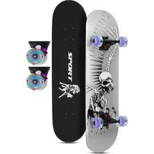 Delixa Ledli Silikon Teker Kaykay Semi- 8 Katman Yüzey Zımparalı Işıklı Kaymaz Skateboard 80 cm Gri