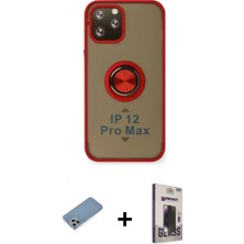 Marsilyan™- iPhone 12 Pro Max Kılıf Yörünge Çizgi - Siyah Bilvis Hayalet Cam Ekran Koruyucu + Gümüş Shine Kamera Lens Koruma Cam