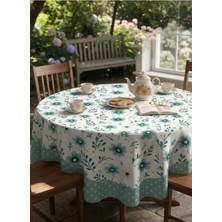 Nunuteks Çiçek Desenli Yuvarlak Masa Örtüsü | Dertsiz Leke Tutmaz Kumaş | 150 cm
