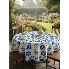 Nunuteks Çiçek Desenli Yuvarlak Masa Örtüsü | Dertsiz Leke Tutmaz Kumaş | 150 cm