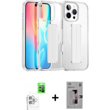 Marsilyan™- iPhone 16 Pro Kılıf Nova Işık Koleksiyonu - Siyah Bilvis 3D Mat Cam Ekran Koruyucu + Beyaz Raze Metal Kamera Lens