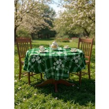 Nunuteks Çiçek Desenli Yuvarlak Masa Örtüsü | Dertsiz Leke Tutmaz Kumaş | 150 cm