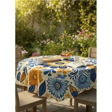 Nunuteks Çiçek Desenli Yuvarlak Masa Örtüsü | Dertsiz Leke Tutmaz Kumaş | 150 cm