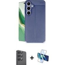 Marsilyan™- Galaxy S24 Fe Kılıf Doruk Klasik Özel Seri - Siyah 3D Antistatik Seramik Nano Ekran Koruyucu + Siyah Raze Metal Kamera Lens