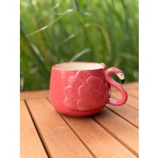 N'Art El Yapımı Pembe Flamingo Stoneware Kupa - 330 ml Artistik Sırlı Tasarım Bardak