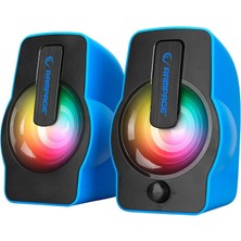 Kont Mavi - Rgb Işıklı 1+1 Hoparlör Speakaer Set USB Kablo 2.0 Multimedya - 6W (5067)