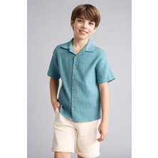 DeFacto Oversize Resort Yaka Müslin Kısa Kollu Gömlek Erkek Çocuk W3239A626SM