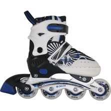 Delixa Inline Skate Silikon Teker Ayarlanabilir Alüminyum Paten, Mavi, 30-33