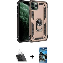Marsilyan™- iPhone 11 Pro Kılıf Ahenk Klasik Koleksiyonu - Siyah 34D Izgaralı Cam + Şeffaf Kamera Lens Koruma Cam