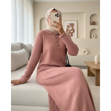 Moda Morfo Polo Yaka Düğmeli Triko Elbise -G.kurusu