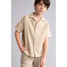 DeFacto Oversize Polo Yaka Müslin Kısa Kollu Gömlek Erkek Çocuk W3239A626SM