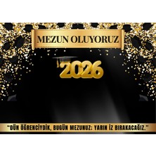 Bkmc Mezuniyet Backdrop 2026 Brandası – Siyah Gold Mezun Oluyoruz Afiş & Arka Fon Fotoğraf Çekilmelik Pano Brandası