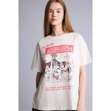 DeFacto %100 Pamuk Disney Mickey & Minnie Oversize Bisiklet Yaka Baskılı Kısa Kollu Tişört H6817AX26SM