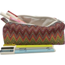 Delixa Desenli Astarlı Yıkanabilir Bez Kalemlik Kalem Kutusu Makyaj Çantası