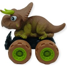 Esranın Dünyası Sürtmeli Dinazor Arabalar 12 cm - H-20 - Triceraptors -Kahverengi (Lisinya)
