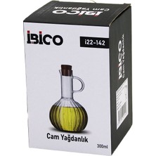 Esranın Dünyası Mini Cam Yağdanlık Çizgili Desen 300ML Ahşap Bambu Mantar Tıpa (4887)