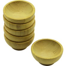 Esranın Dünyası 6 Adet Mini Ahşap Bambu Lokumluk - Çerezlik Kase Derinlik: 1.5cm  - Çap: 6.2cm (4887)