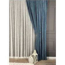 Esranın Dünyası Ekstrafor Büzgü Tek Kanat Pilesiz Düz Fon Perde, Indigo, 50X240 cm