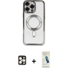 Marsilyan™- iPhone 16 Pro Max Kılıf Nova Işık Özel Seri - Şeffaf Pasifik Cam Ekran Koruyucu + Gold Pvd Metal Kamera Lens