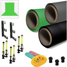 Delixa Gdx Sabit 3'lü Kağıt Fon Seti 2.70X11M Yeşil Gri Makaralı Tavan Stüdyo Seti