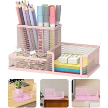 Delixa Masaüstü Metal Kalemlik Seti 3 Lü Kombo 1 Fileli Kalemlik Kağıtlık Küpnotluk Düzenleyici