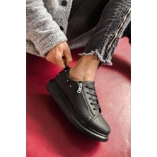 Yüksek Taban Günlük Ayakkabı Siyah (Siyah Taban)