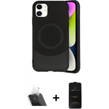 Marsilyan™- iPhone 11 Kılıf Ufuk Serisi - Siyah 6d Antistatik Mat Seramik Hayalet Nano Ekran Koruyucu + Şeffaf Kamera Lens Koruma Cam