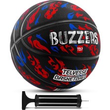 Delixa Basketbol Topu 7 Numara Grafiti Desenli Kauçuk Dayanıklı -500 Channel Kabartma Buzzers Pompa Hediyel