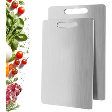 Esranın Dünyası 2 Boy Paslanmaz Çelik Leke Tutmaz,kırılmaz,antibakteriyel,elde ve Bulaşık Makinesinde Yıkanabilen Meyve,sebze,et,tavuk Kesim Panosu (4887)