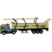 Esranın Dünyası Metal Tır 1:24 - Sesli Işıklı Kum Taşıyıcı Tır 39 cm - Haki (Lisinya)