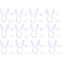 Nemere Beyaz Tavşan Kostüm Seti – Taç Papyon Kuyruk 12 Li Paket