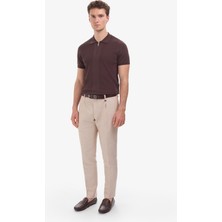 Pierre Cardin Erkek Açık Kahverengi Slim Fit Keten Karışımlı Pileli Pantolon 50325165-VR002