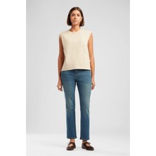 Lee Cooper Tımeless Kadın %100 Pamuk Basic Bisiklet Yaka T-Shirt Beyaz