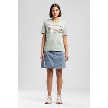 Lee Cooper Zebrars Kadın Basic Baskılı Bisiklet Yaka T-Shirt Yeşil