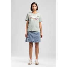 Lee Cooper Zebrars Kadın Basic Baskılı Bisiklet Yaka T-Shirt Yeşil