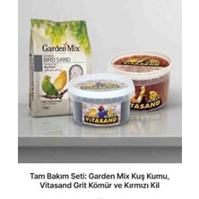 Vitesand Kuşlar Için 3’lü Bakım Seti - Garden Mix Kuş Kumu 200G + Vitasand Kırmızı Kil 300G + Kuş Kömürü 100G