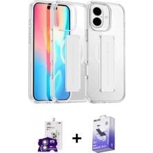 Marsilyan™- iPhone 16 Kılıf Nova Işık Koleksiyonu - Siyah Bilvis 5in1 5d Magic Hayalet Cam Ekran Koruyucu + Gümüş Bilvis Titan Kamera Lens